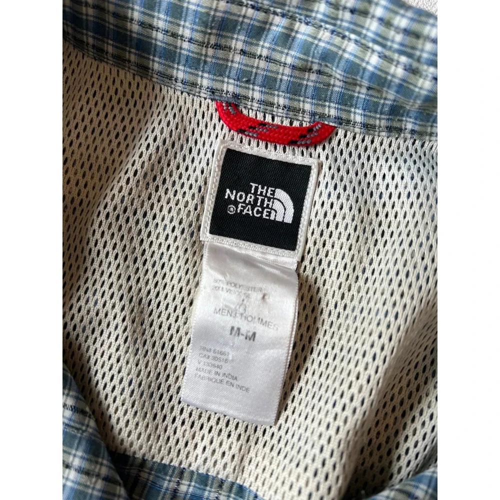 The North Face Mens Blue Green Plaid Short Sleeve Hiking Shirt Medium gorpcore